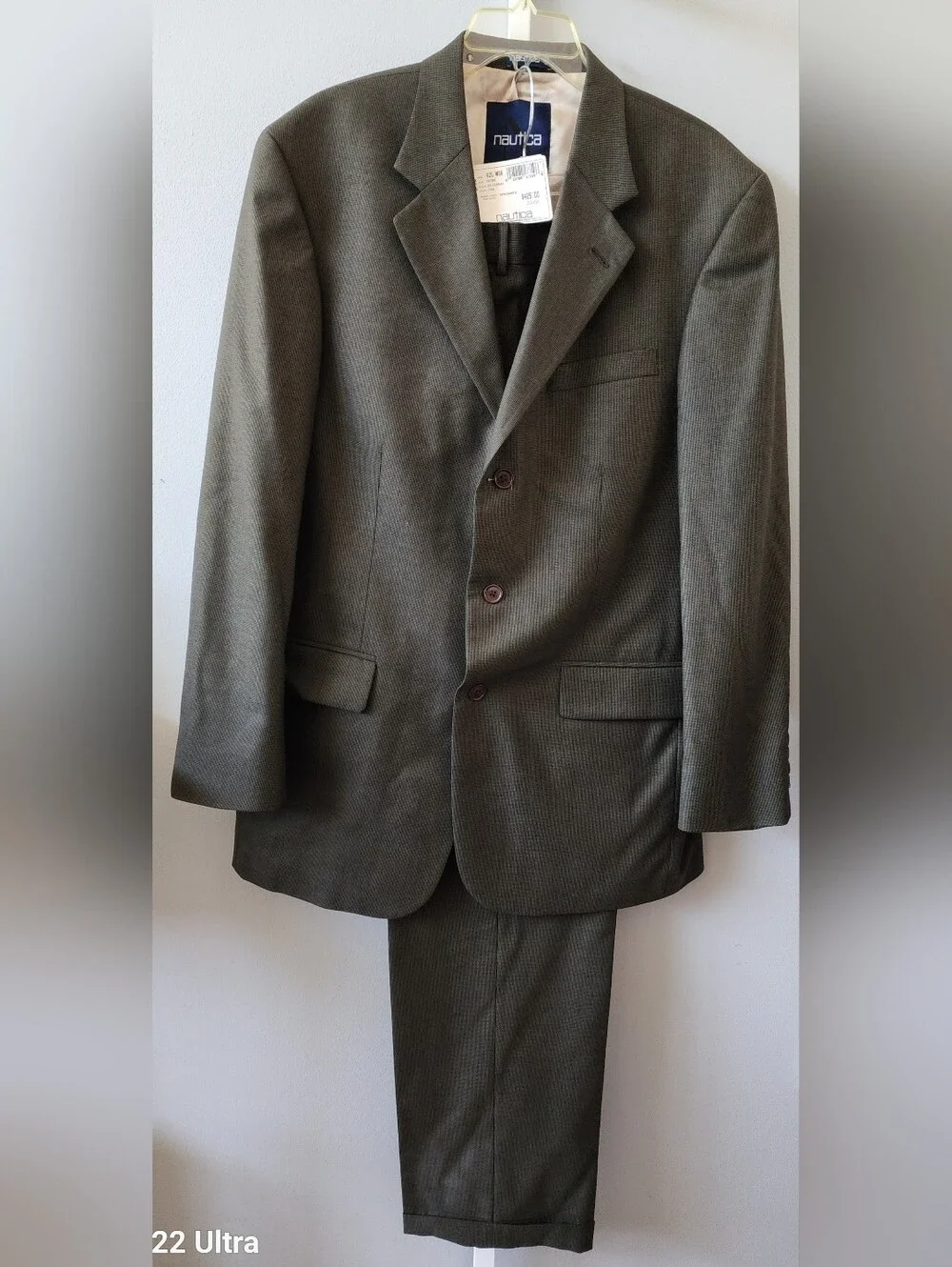 Nautica Men's Olive Two-Piece Suit Jacket and Trousers